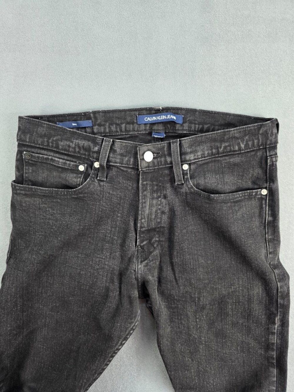 Calvin Klein Jeans Men's 32x32 Skinny Fit Washed Black Denim Jeans - Picture 6 of 9